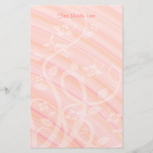 Anpassningsbar Peach Rosa Spiral Blommigt Brevpapper