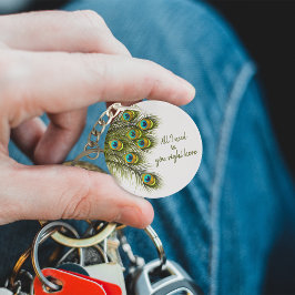 Anpassningsbar Peacock Feather Keychain