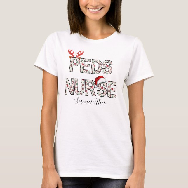 Anpassningsbar Peds RN Jul Helgdag Pediatriska sju T Shirt (Framsida)