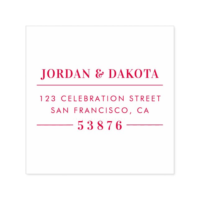 Anpassningsbar Peles Namn Red Bröllop Returadress Självfärgande Stämpel (Design)