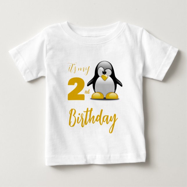 Anpassningsbar Penguin Birthday T-Shirt (Framsida)