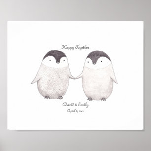 Anpassningsbar Penguin Poster Cute Penguins Art fö