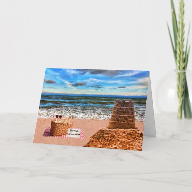 Anpassningsbar Pension Sandcastle Beach Picnic Kort (Framsida)