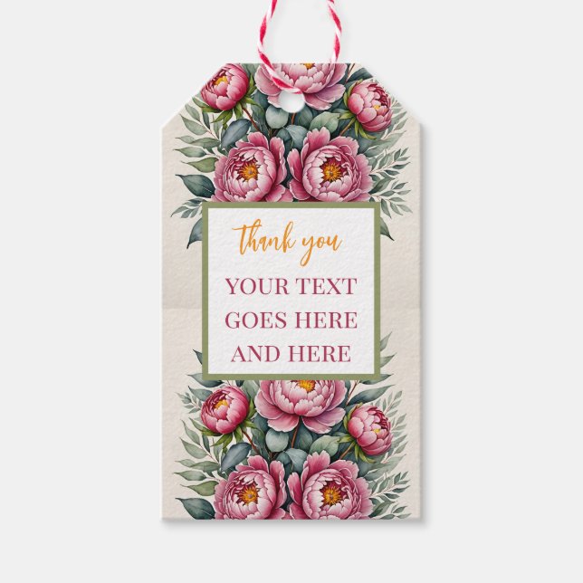 Anpassningsbar Peony Ro Rosa Gift Märkre skapar di Presentetikett (Framsidan)