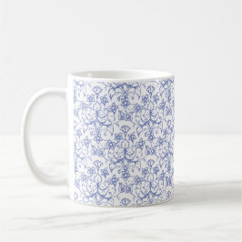 Anpassningsbar Periwinkle Blue på vit dekorativ Bl Kaffemugg