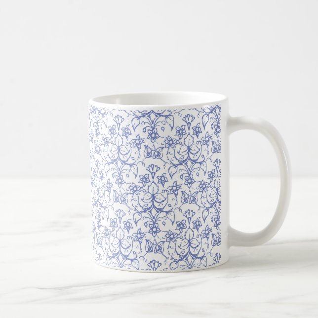 Anpassningsbar Periwinkle Blue på vit dekorativ Bl Kaffemugg (Höger)