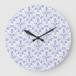 Anpassningsbar Periwinkle Blue på vit dekorativ Bl Stor Klocka