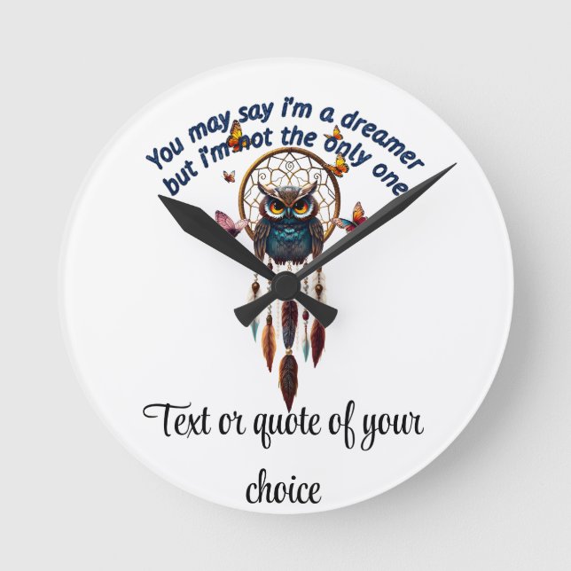 Anpassningsbar Personalize Boho Uggla Benice Hippi Rund Klocka (Framsida)