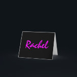 Anpassningsbar personifierat bat mitzvah tack anteckningskort<br><div class="desc">Anpassningsbarpersonligen tackar dig att card med det bat mitzvah flicknamnet i vibrerande shock rosa på en glansig svart bakgrund. Att matcha portofrimärket är också tillgängligt.</div>