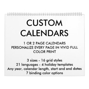 Anpassningsbar Personlig 11 x 14,25-tums kalender