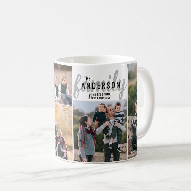 Anpassningsbar Personlig 5 Fotokollage-familjoffer Kaffemugg (Framsida höger)