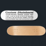 Anpassningsbar Personlig 8,5-tums Skateboard-däck Mini Skateboard Bräda 18,5 Cm<br><div class="desc">Anpassningsbar personlig 8, 5-tums Skateboard-däck. Utforma ditt eget skateboard-däck. Skapa egna skateboard med full personlig. Gör ett eget anpassat kort genom att helt enkelt ladda upp en bild, ett foto, en design, mönster, en logg och lägga till text... Välj om du bara vill köpa däcket eller lägga till Lastbilar, Hjul...</div>