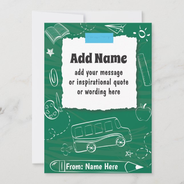 ANPASSNINGSBAR Personlig Back to school och årsslu Julkort (Framsida)