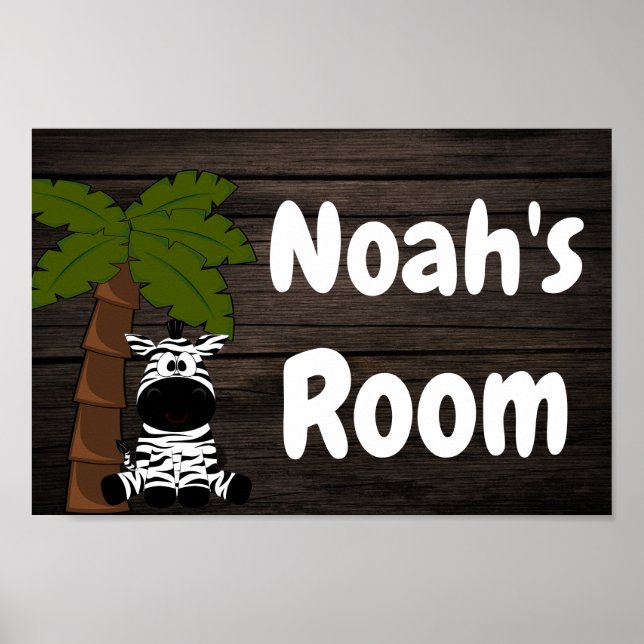 Anpassningsbar Personlig Barn Room Cute Zebra Poster (Framsidan)