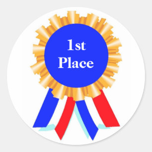 Anpassningsbar Personlig Blue Ribbon Award Sticker Runt Klistermärke