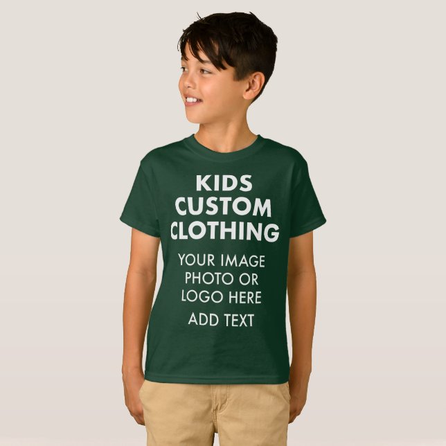 Anpassningsbar Personlig BOY'S T-SHIRT - SKOGSGRÖN (Hel framsida)