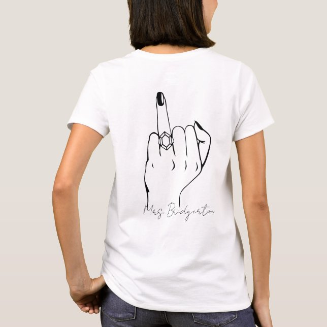 Anpassningsbar Personlig Bride Ring Finger BAK DES T Shirt (Baksida)