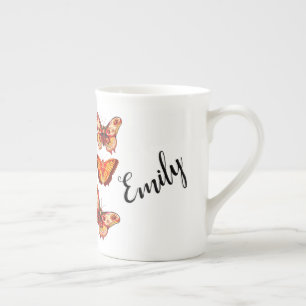 Anpassningsbar Personlig Butterfly Benporslin Mugg
