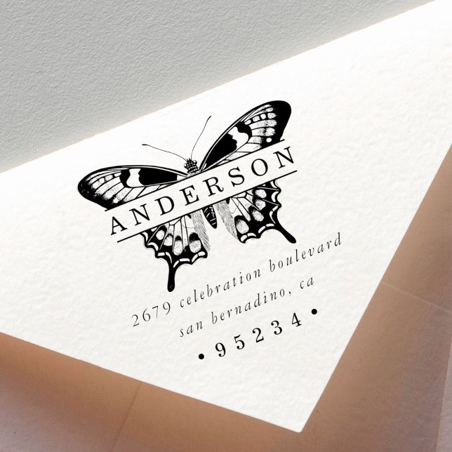 Anpassningsbar Personlig Butterfly fet Namn & Adre Stämpel (Skapare uppladdad)