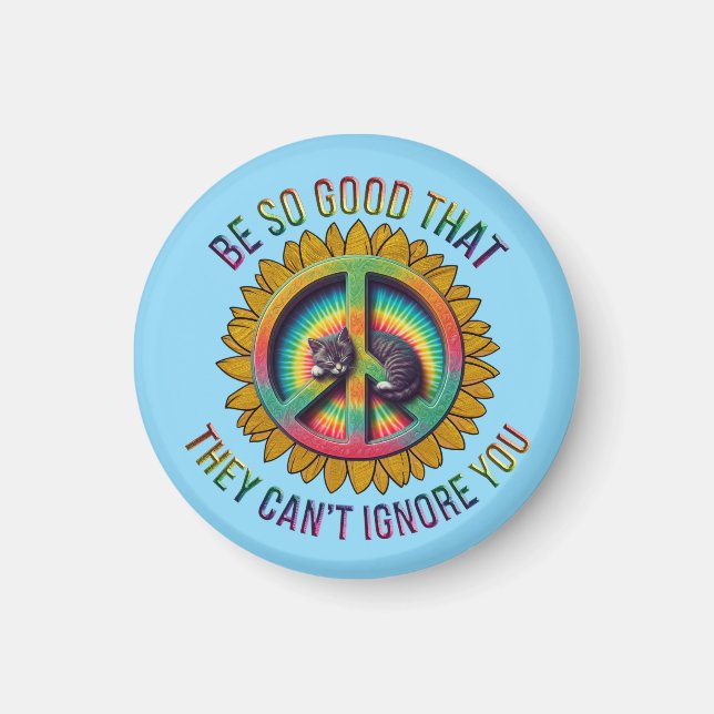 Anpassningsbar Personlig Cat Peace Hippie Tie Dye Magnet (Framsidan)