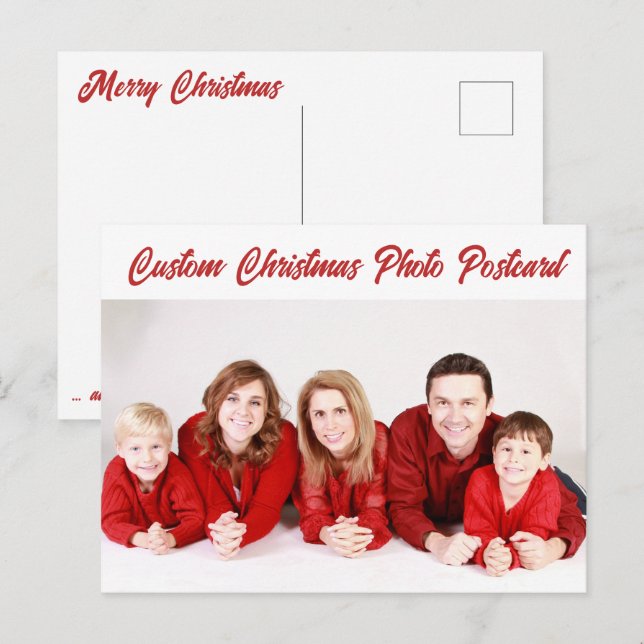 Anpassningsbar Personlig CHRISTMAS PHOTO POSTCARD Vykort (Fram/baksida)