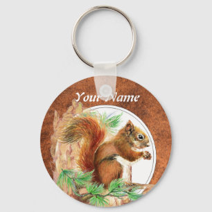Anpassningsbar, Personlig, ekorre, art, djur Nyckelring