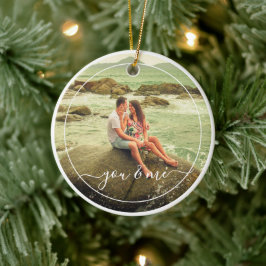 Anpassningsbar Personlig Foto Enkel citattext för  Julgransprydnad Keramik