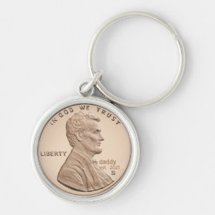 Anpassningsbar Personlig Gift Lincoln Penny Coin Rund Silverfärgad Nyckelring