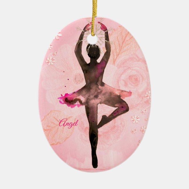 Anpassningsbar Personlig Girls Ballerina Dance Orn Julgransprydnad Keramik (Framsidan)