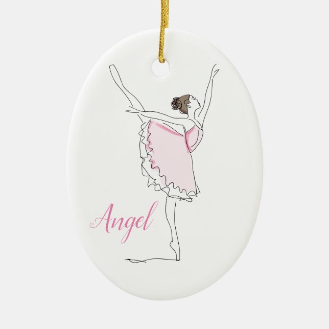 Anpassningsbar Personlig Girls Ballerina Dance Orn Julgransprydnad Keramik (Framsidan)