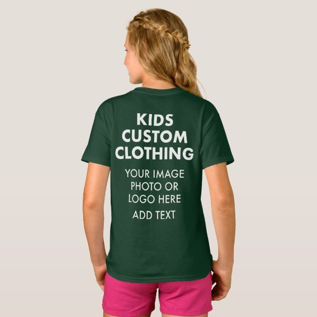 Anpassningsbar Personlig GIRL'S T-SHIRT - SKOGSGRÖ (Hel baksida)