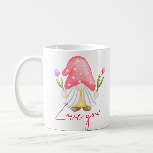 Anpassningsbar personlig gnomvalentins dag kaffemugg (Vänster)