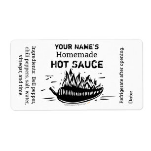 Anpassningsbar Personlig Hett Sauce Woodcut Black  Fraktsedel
