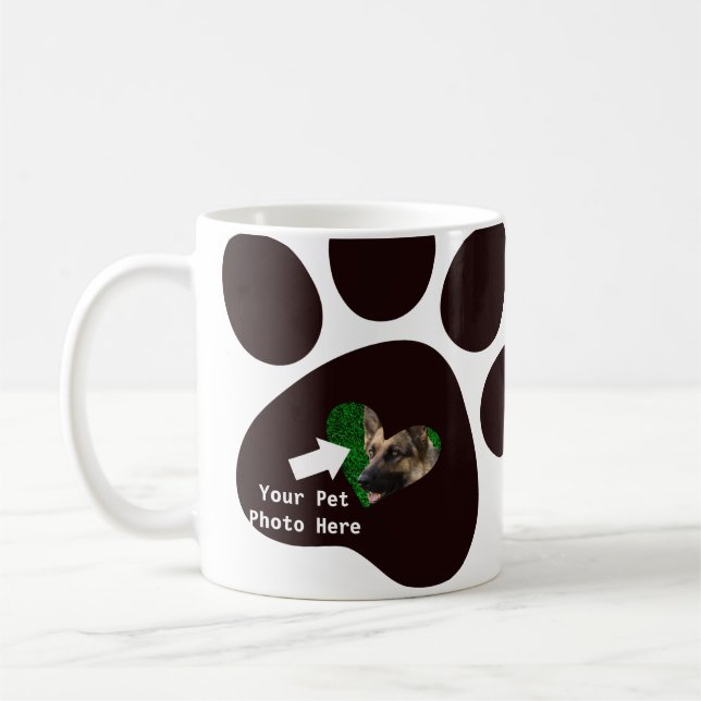 Anpassningsbar Personlig hund pet Photo Heart k- 9 Kaffemugg (Vänster)