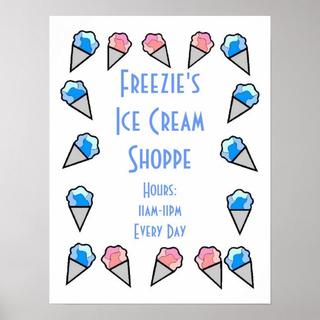 Anpassningsbar, Personlig Ice Cream Gräns Poster (Framsidan)