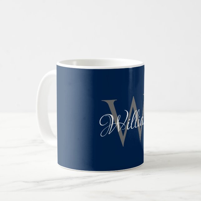 Anpassningsbar Personlig Initialt skript Monogram Kaffemugg (Framsida vänster)