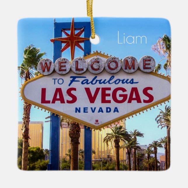 Anpassningsbar Personlig Las Vegas Julgransprydnad Keramik (Framsida)