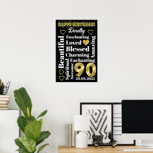 Anpassningsbar Personlig Lycklig 90:e födelsedag P Poster