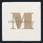 Anpassningsbar Personlig Monogram Initial Namn Stenunderlägg<br><div class="desc">Klassisk dryck underlägg funktioner för ditt första monogram och familjen namn över det,  vackra personligens hemdekaler eller ge som en gåva! Ändra färg för att matcha din dekoration.</div>