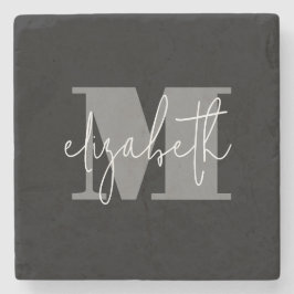 Anpassningsbar Personlig Monogram-skript Namn Init Stenunderlägg
