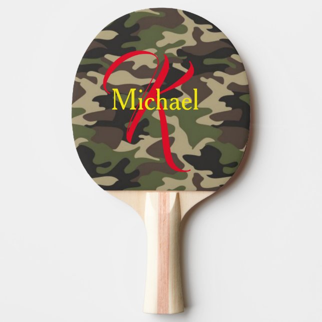Anpassningsbar Personlig Monogrammed Camo Camoufla Pingisracket (Framsidan)