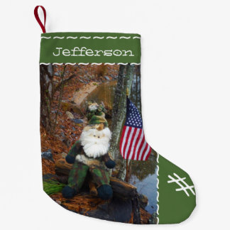 Anpassningsbar Personlig Namn Camouflage Santa Liten Julstrumpa