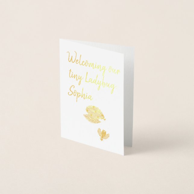 Anpassningsbar/Personlig Namn Ladybug Girl Shower Folierat Kort (Framsida)