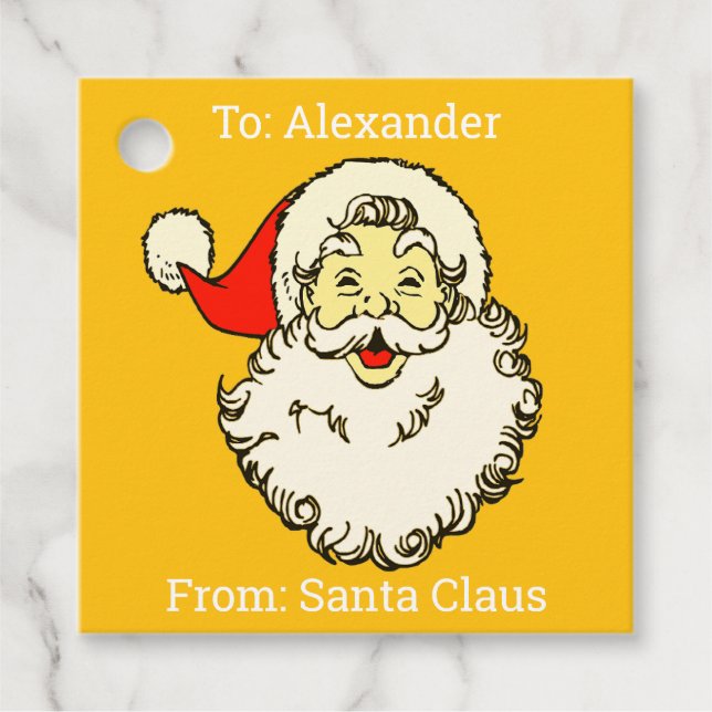 Anpassningsbar Personlig Namn Orange Jultomten Gåvor Etiketter (Framsida)