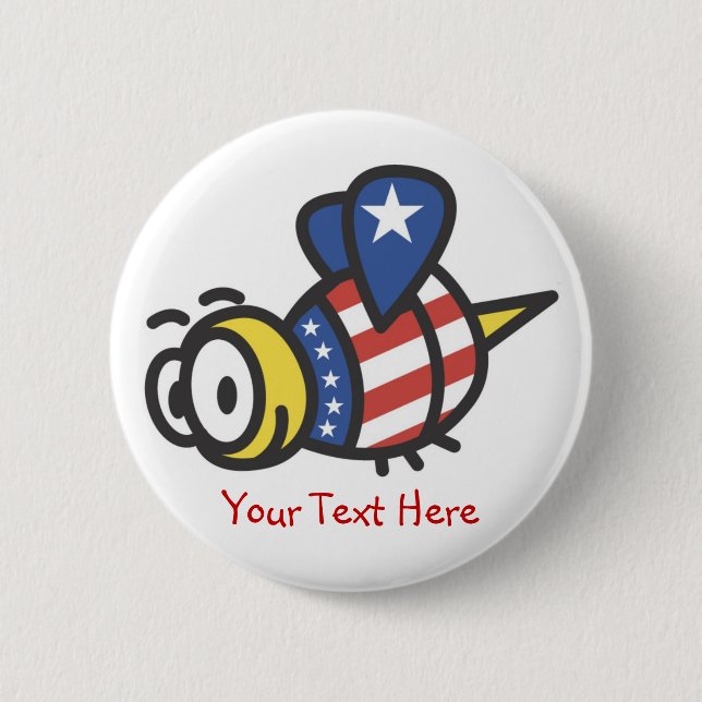 Anpassningsbar Personlig Patriotic Bumblebee Butto Knapp (Framsida)