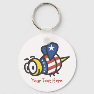 Anpassningsbar Personlig Patriotic Humla Keychains Nyckelring