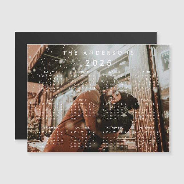 Anpassningsbar Personlig Photo 2025 Calendar Magnetisk Inbjudningskort (Fram/baksida)