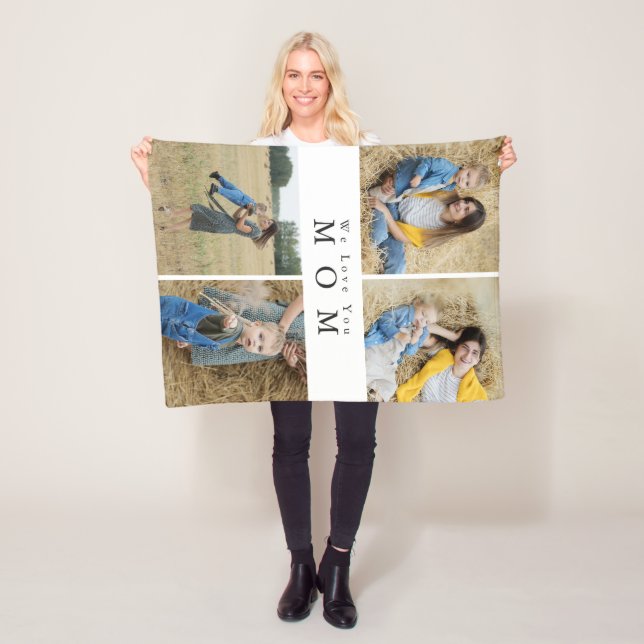 Anpassningsbar Personlig Photo Collage Mor Family Fleecefilt (På plats)