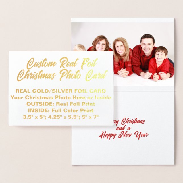 Anpassningsbar Personlig REAL FOIL CHRISTMAS FOTO- Folierat Kort (Display)