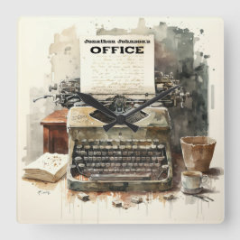 Anpassningsbar Personlig Skrivmaskin Office-väggkl Fyrkantig Klocka